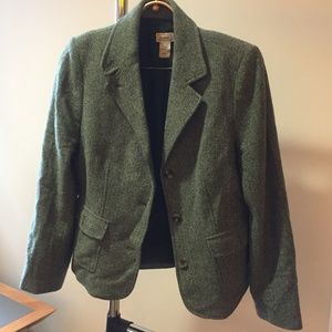 LL Bean Green Tweed Blazer